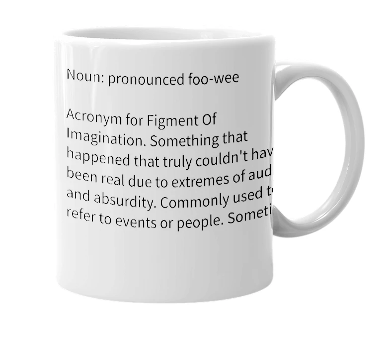 White mug with the definition of 'FOI'