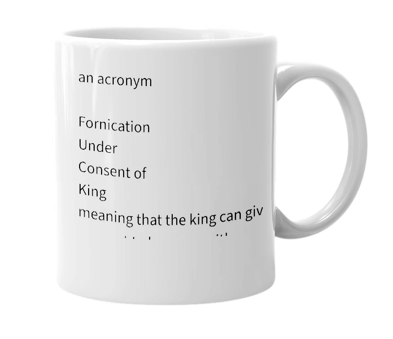 White mug with the definition of 'FUCK'