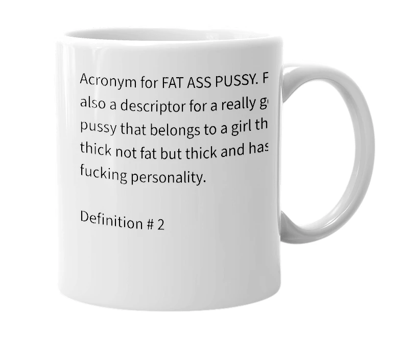 White mug with the definition of 'Fap'