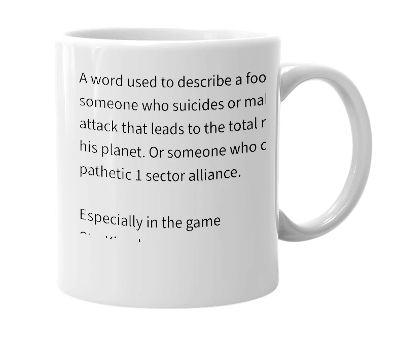 White mug with the definition of 'Fenris'