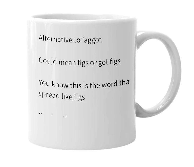 White mug with the definition of 'Figgert'