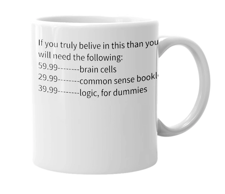 White mug with the definition of 'Flat earth'