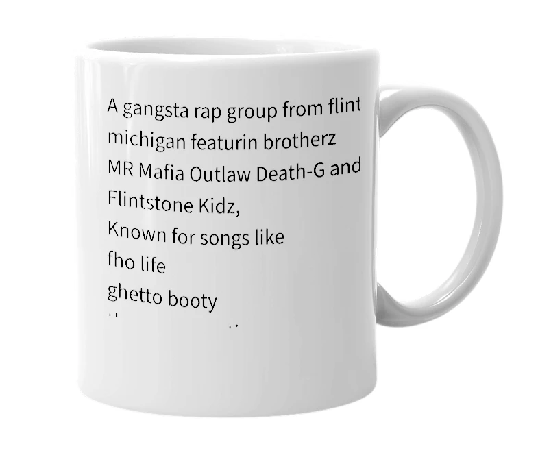 White mug with the definition of 'Flint-Town Mafia'