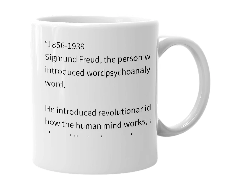 White mug with the definition of 'Frued'