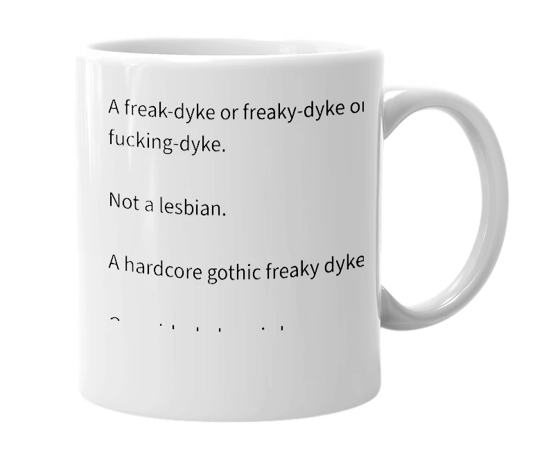 White mug with the definition of 'Fryke'