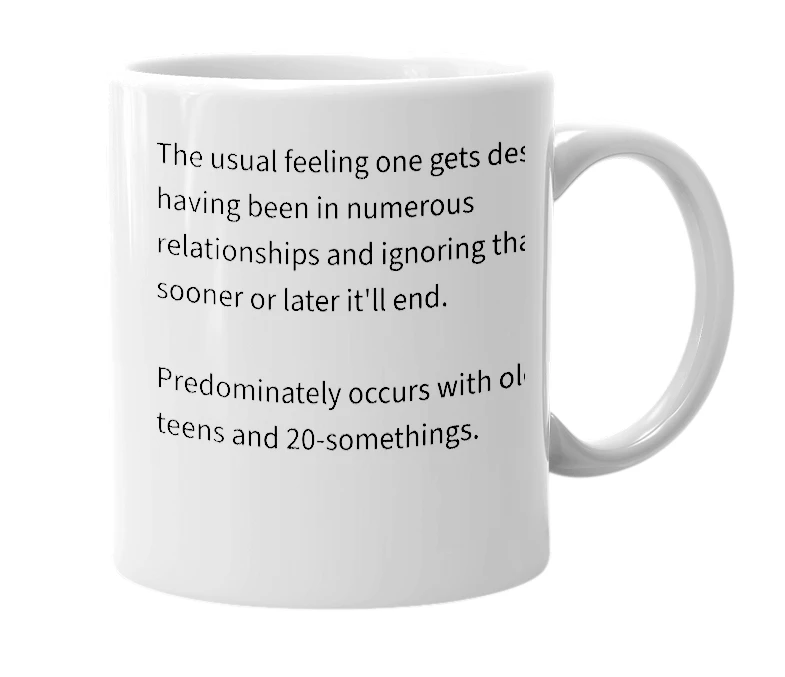 White mug with the definition of 'Full Retard in Love'