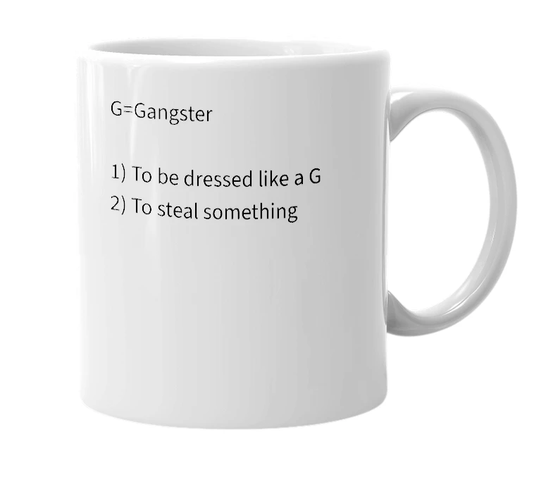 White mug with the definition of 'G'd'