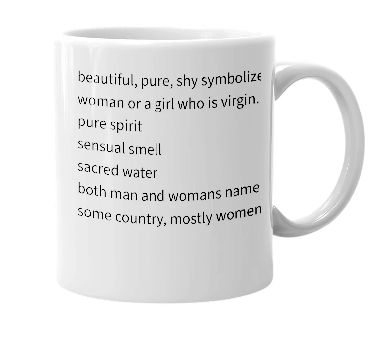 White mug with the definition of 'Ganga'