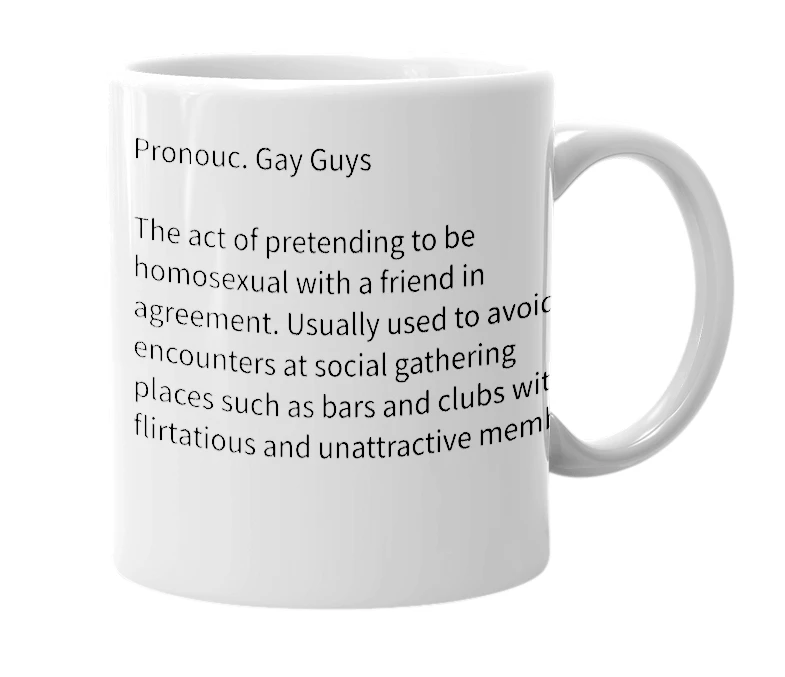 White mug with the definition of 'Gay Guise'