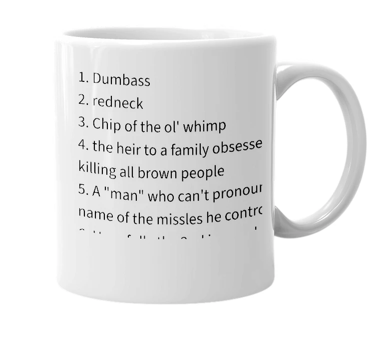 White mug with the definition of 'George W. Bush'