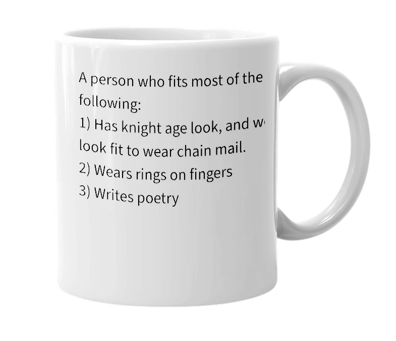 White mug with the definition of 'Ginder'