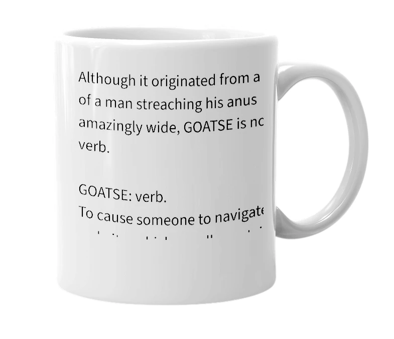 White mug with the definition of 'Goatse'