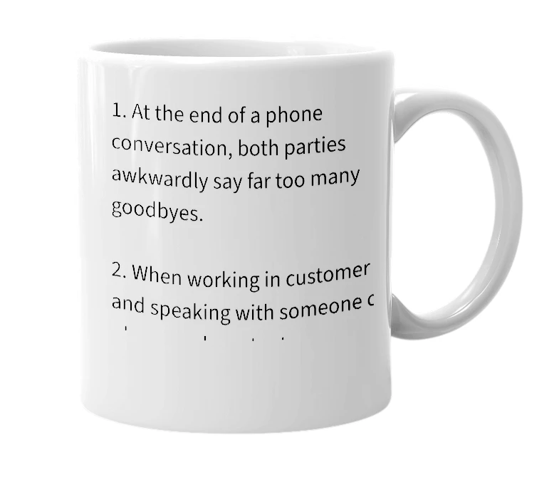 White mug with the definition of 'Goodbye Marathon'