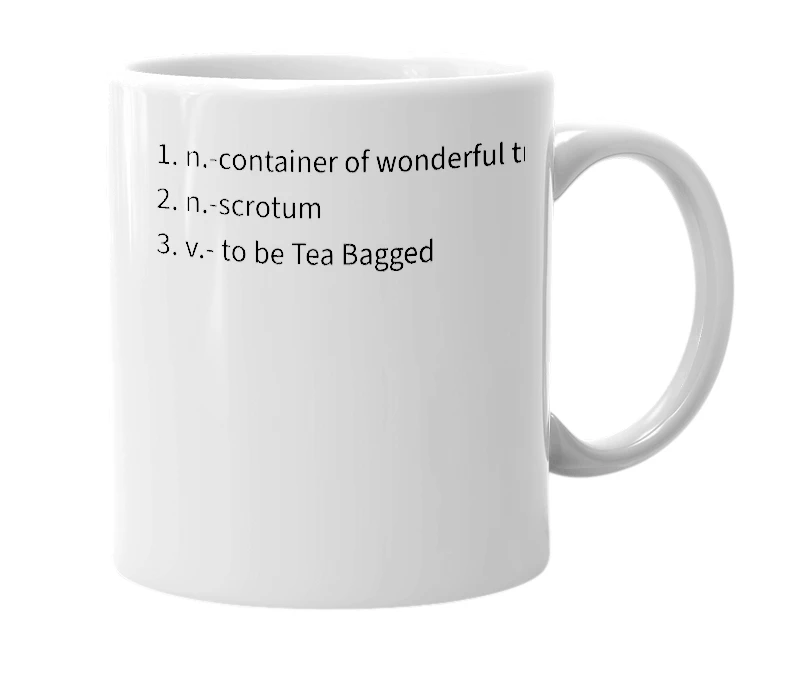 White mug with the definition of 'GoodySac'