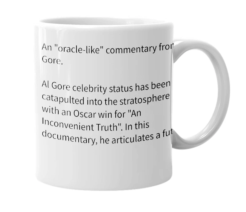 White mug with the definition of 'Goracle'