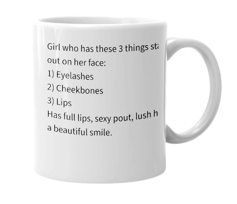 White mug with the definition of 'Gorgeous girl'