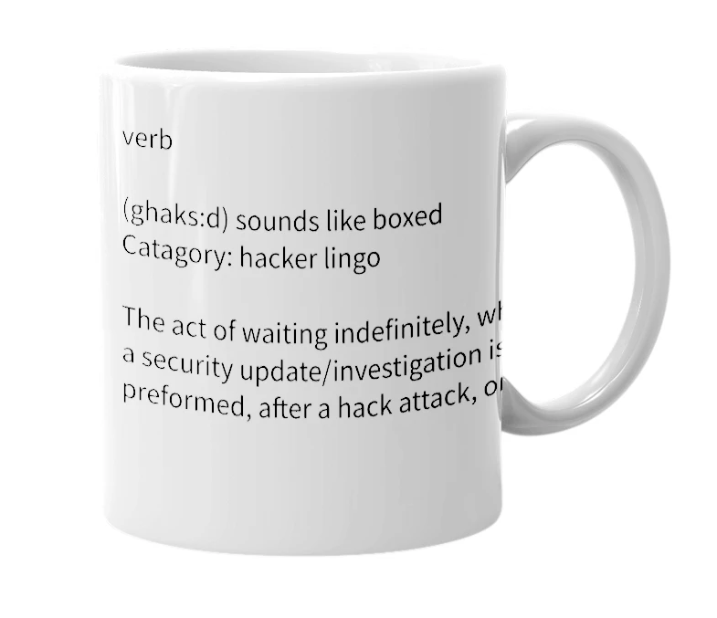 White mug with the definition of 'Goxed'