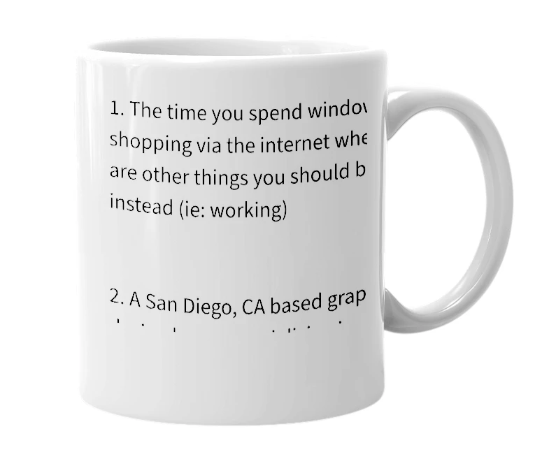 White mug with the definition of 'Graphic Vacation'