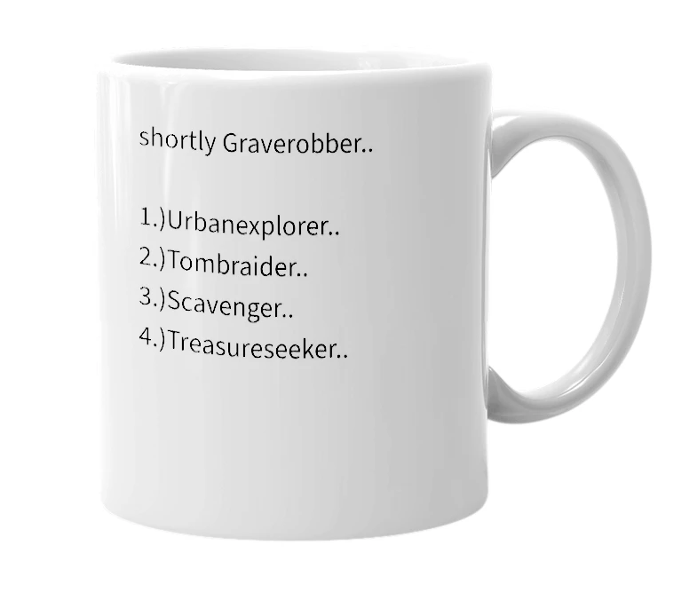 White mug with the definition of 'Graver'