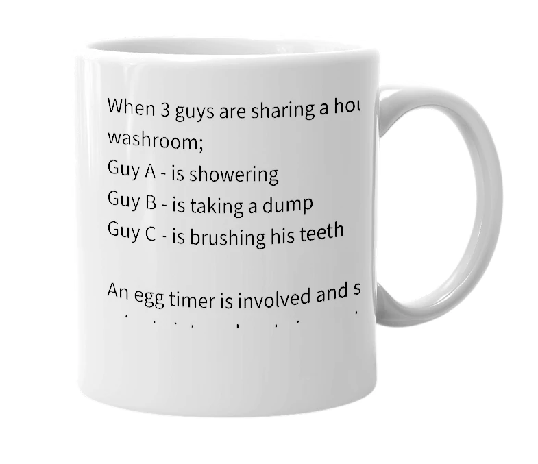 White mug with the definition of 'Greek Threesome'