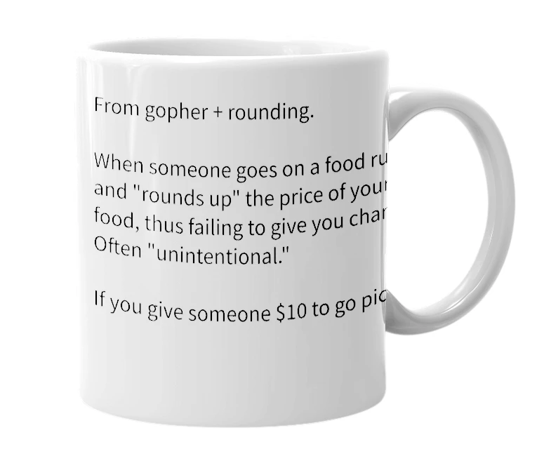 White mug with the definition of 'Grounding'