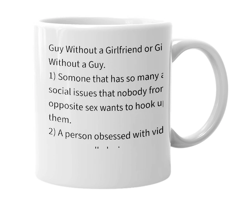 White mug with the definition of 'Gwog'