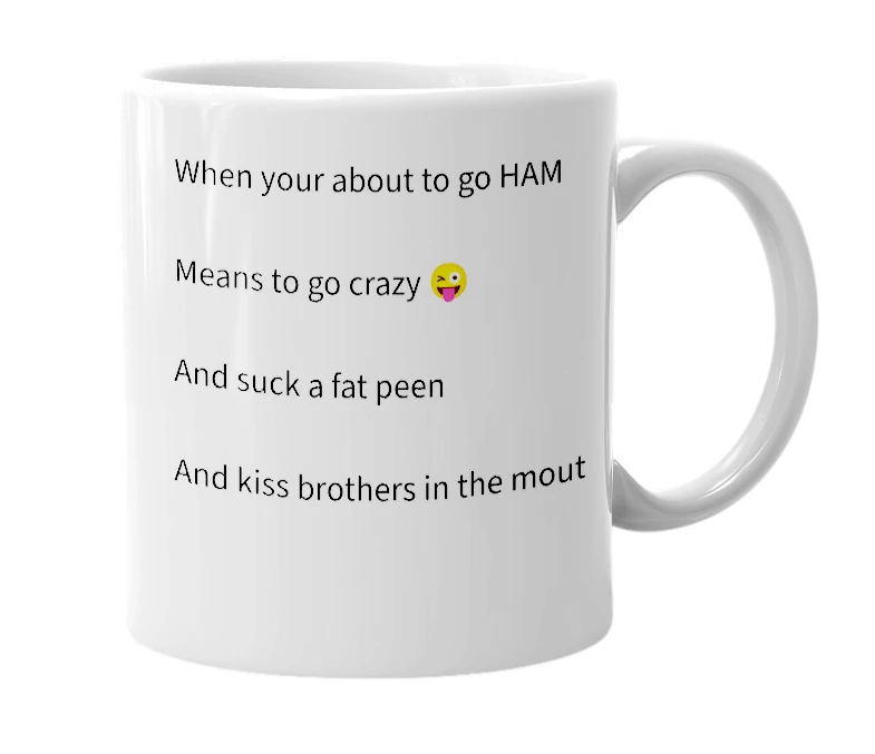 White mug with the definition of 'Hamz'