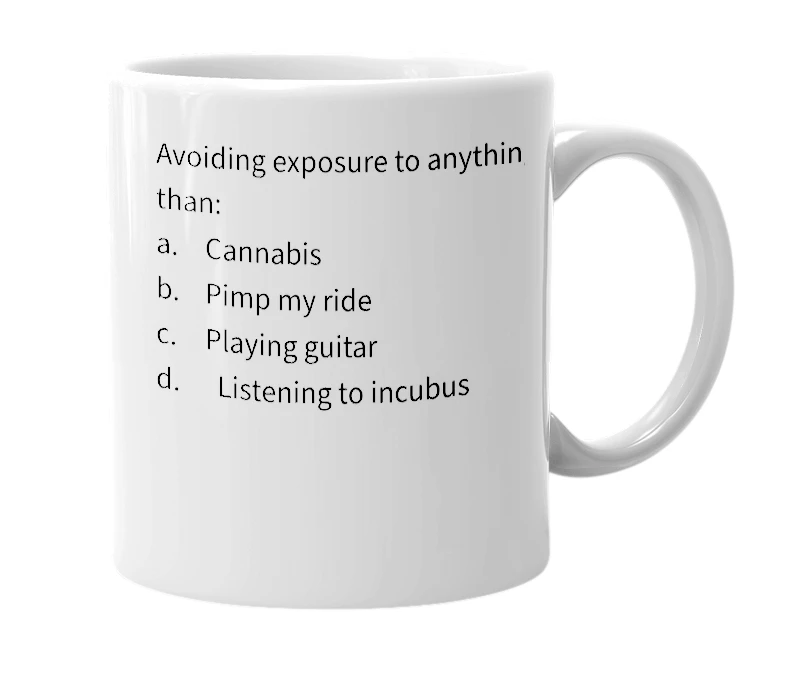 White mug with the definition of 'Having a mellow one'