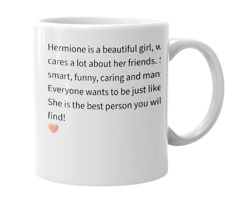 White mug with the definition of 'Hermione'