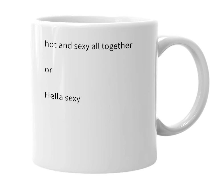 White mug with the definition of 'Hexy'