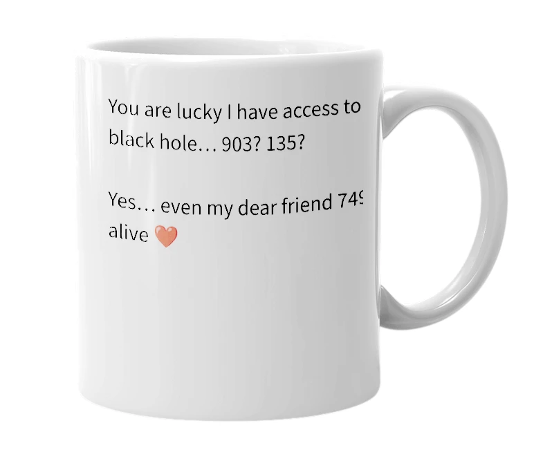 White mug with the definition of 'Hole'