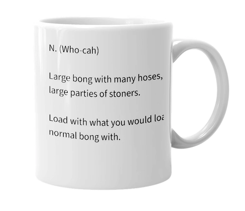 White mug with the definition of 'Hooka'