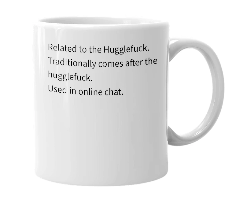 White mug with the definition of 'Hugglespoons'