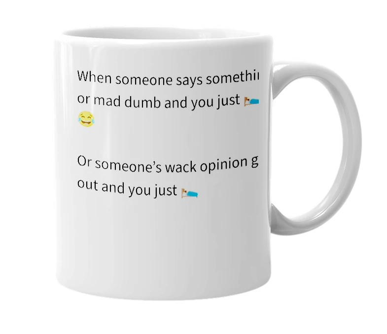 White mug with the definition of 'I’m sleep'
