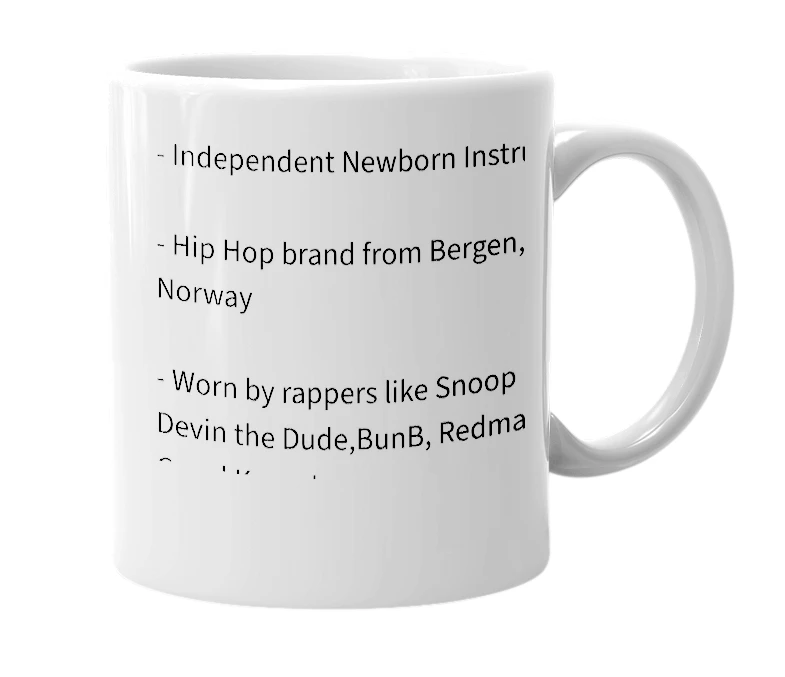 White mug with the definition of 'I.N.I'