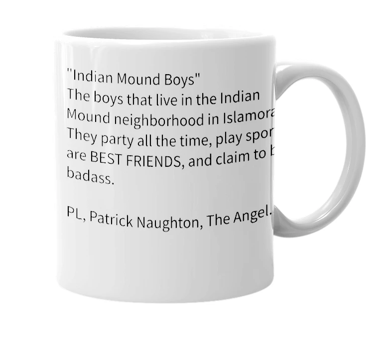 White mug with the definition of 'IMB'
