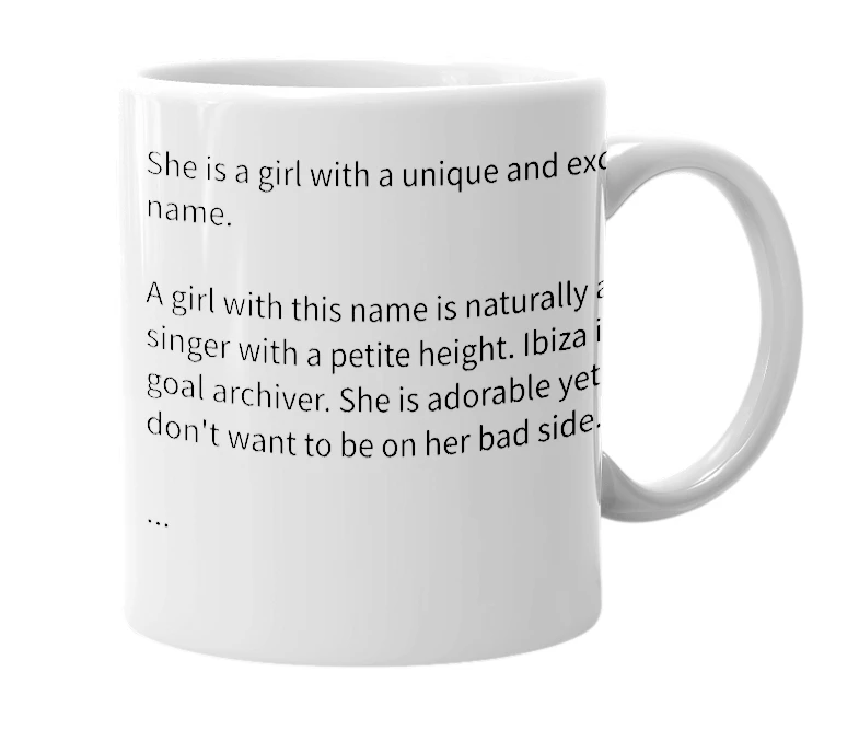 White mug with the definition of 'Ibiza'