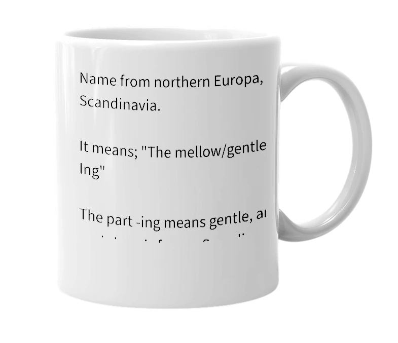 White mug with the definition of 'Ingelin'