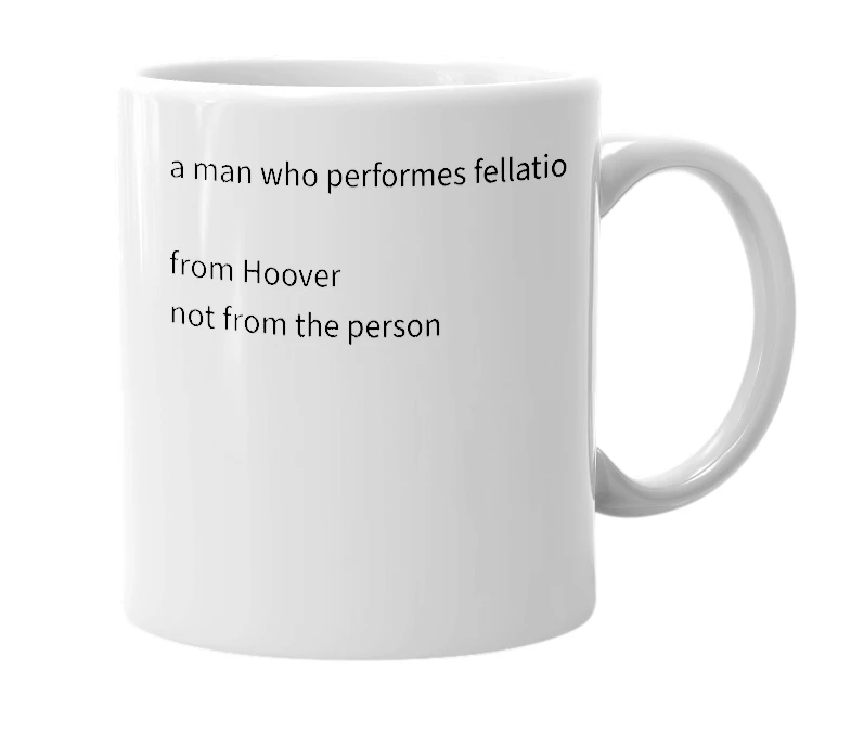 White mug with the definition of 'J. Edgar Hoover'