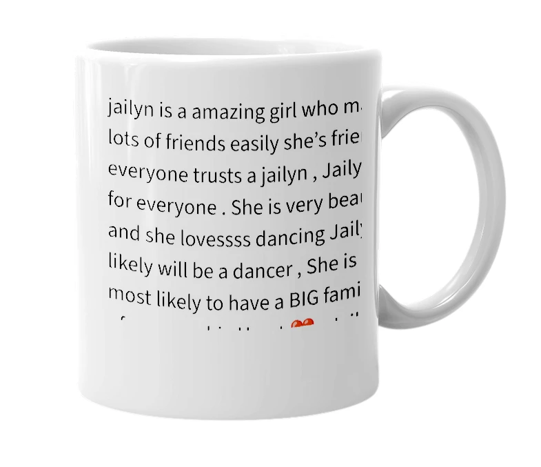 White mug with the definition of 'Jailyn'