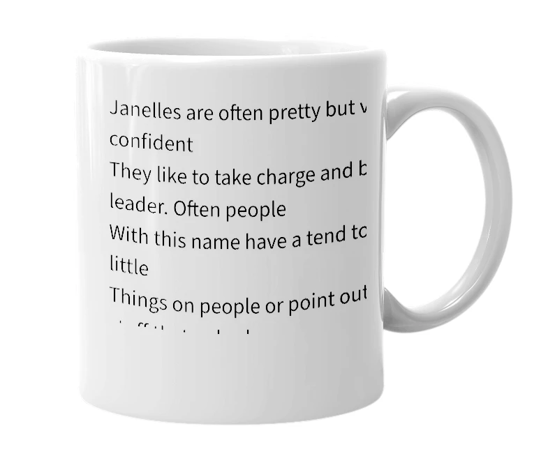 White mug with the definition of 'Janelle'