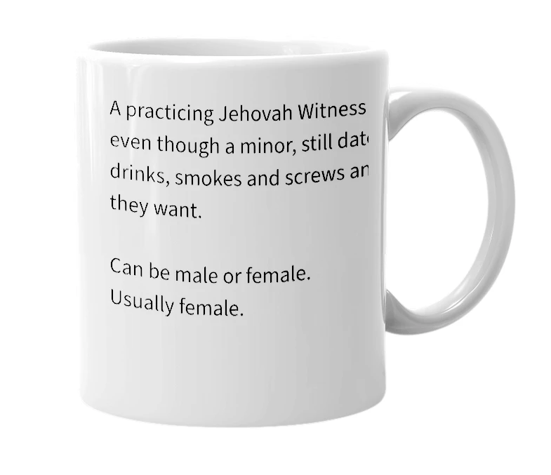 White mug with the definition of 'Jehovahslut'