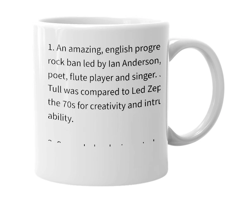White mug with the definition of 'Jethro Tull'
