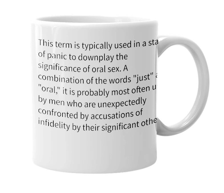 White mug with the definition of 'Joral'