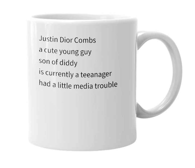 White mug with the definition of 'Justin Combs'