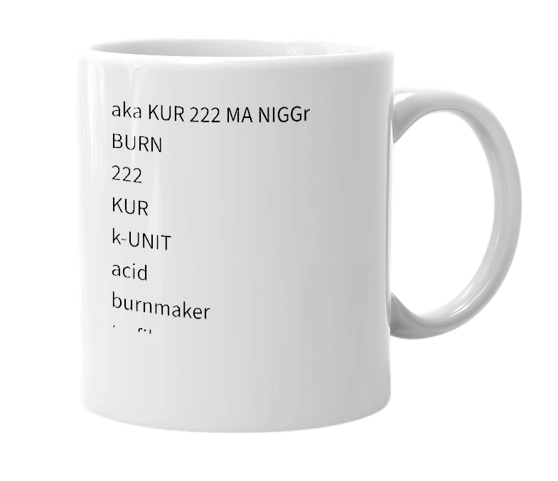 White mug with the definition of 'KUR'