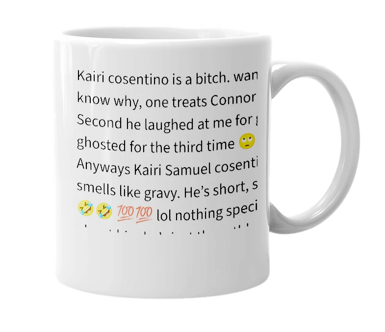 White mug with the definition of 'Kairi cosentino'