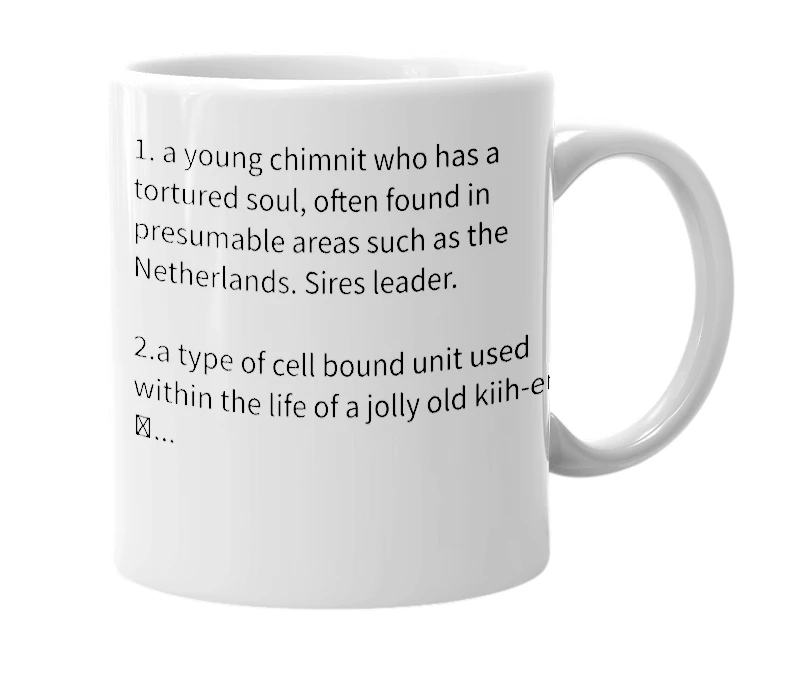 White mug with the definition of 'Kaputy'
