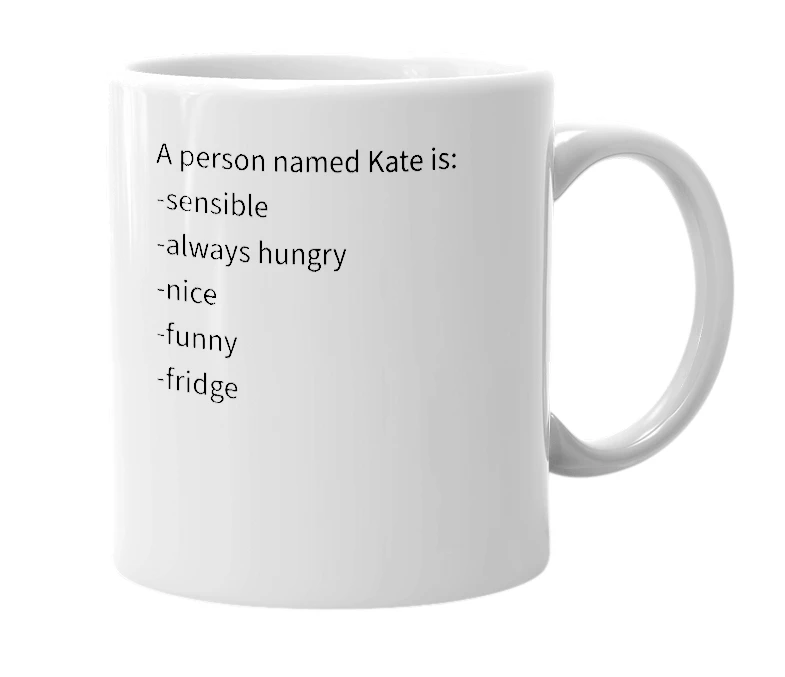 White mug with the definition of 'Kate'