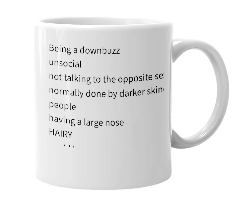 White mug with the definition of 'Kieraning'